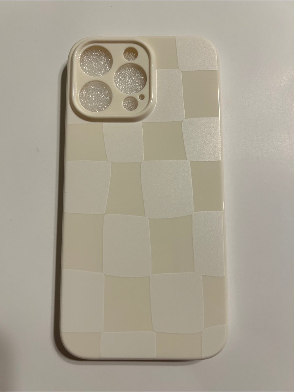 Cream Checkerboard Protective Phone Case with Matte Finish I phone 14 pro Max